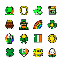 St. Patricks Day icons set, vector illustration