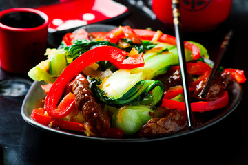 Beef, Pepper, and Bok-Choy Stir-Fry.