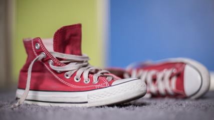 Red sneakers.