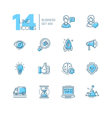 Business - coloured modern single line icons set