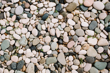 Neutral pattern of pale stones. Flat lay, top view