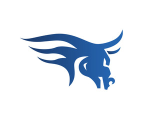 Modern Flaming Blue Bull Head Logo