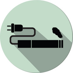 Electronic cigarette symbol. Electronic Cigarette round icon with shadow. Vector Image.