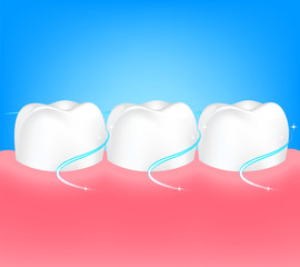 Dental care Tooth Concept. Cleaning between teeth,  Info-graphic design. Illustration.