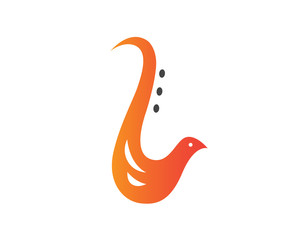 Obraz premium Modern Dove And Saxophone Logo