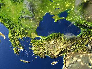 Turkey and Black sea region on planet Earth