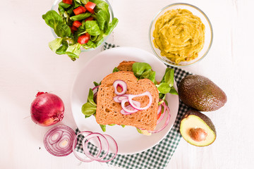 Veggie toast with avocado.