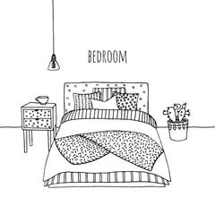 Vector interior of a bedroom