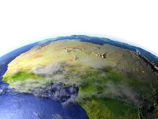 North Africa on realistic model of Earth