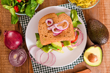 Veggie toast with avocado.