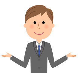 ビジネスマン　両手を広げる