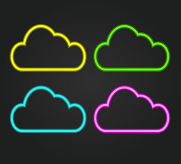 Cloud, set neon icons