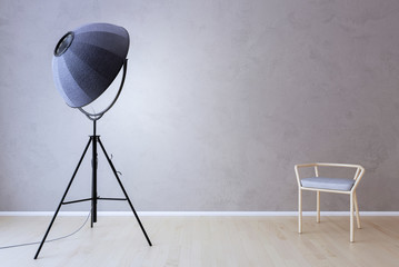 Interior lamp with chair in empty room