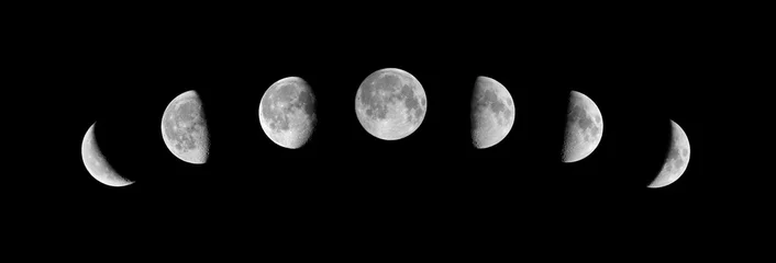 Papier Peint photo Pleine lune Phases of the moon on a black background