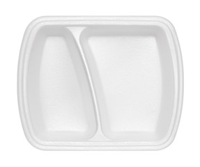 empty polystyrene container for fast food isolated on white background