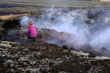 Rauch aus Vulkan Krafla auf Island
