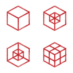 set of geometric cube. Fashion graphic design.Vector illustration. Background design. Optical illusion 3D. Modern stylish abstract texture. Template for print, textile, wrapping and decoration