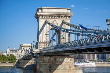 Chain bridge in Budapest at summer