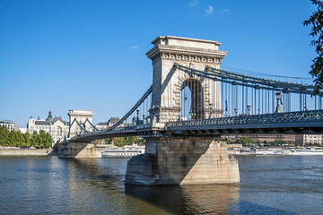 Fototapeta na wymiar Chain bridge in Budapest at summer