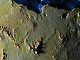 Fototapeta premium Egypt on Earth at night - visible ocean floor