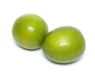 2 green lime isolated on white background