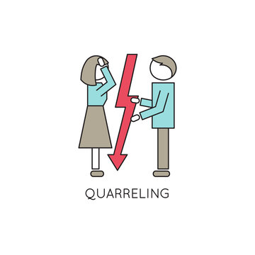 Quarreling people line icon