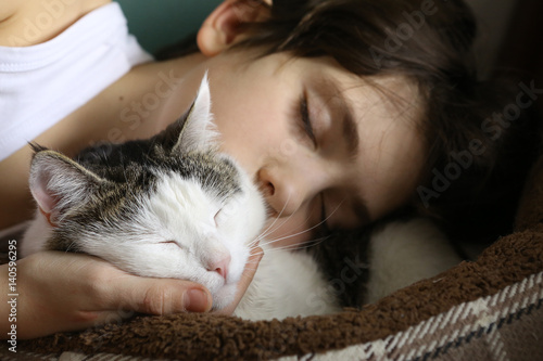Teen And Cat Sleeping 54