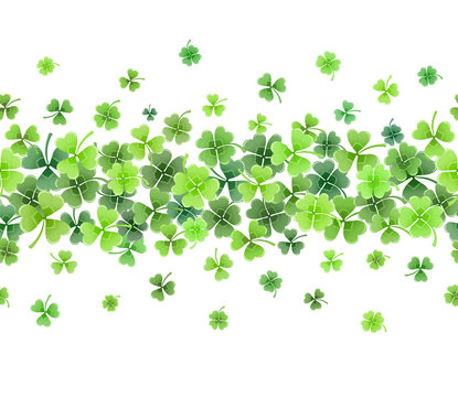 St Patricks day border from clover leaves Greeting card template Stock  Vector  Adobe Stock