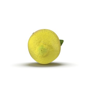 Lemon. Fruit with leaves isolated on white. Front view. 3D illustration