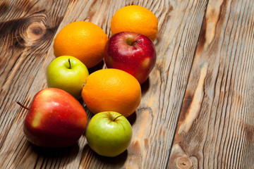 Fruit on a wooden background