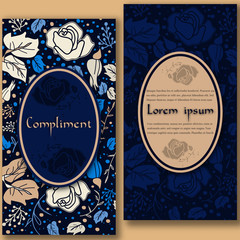 Greeting card with flowers roses, buds and leaves. For congratulations and invitations.