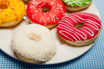 Donuts on a blue background