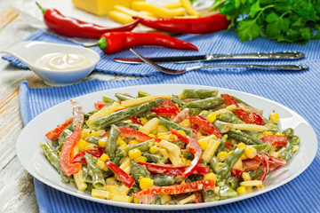 Sauteed Green Beans with corn, close-up