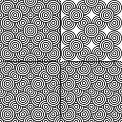 Seamless abstract background of black and white circles