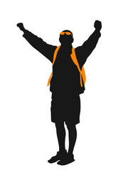 Backpacker. Vector silhouette