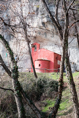 The red church under the cliff