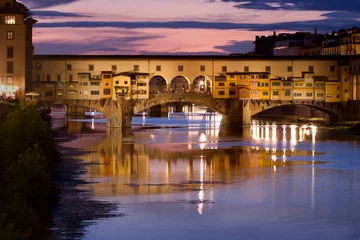 Photo sur Plexiglas Ponte Vecchio Vieux pont au coucher du soleil