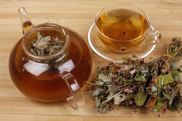 Therapeutic tea from dried fruit and strawberry leaves