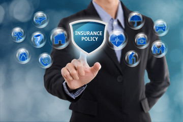 business salesman agent with protection policy. concept accident prevention healthcare insurance.
