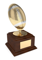 3d render of american footballl trophy over white
