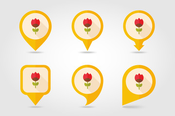Flower flat vector pin map icon