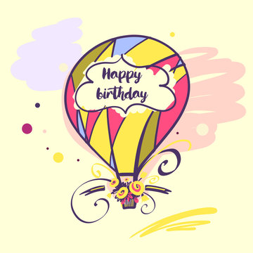 Illustration with balloon for happy birthday
