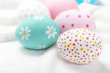 Easter background with eggs and copyspace. Happy Easter!.