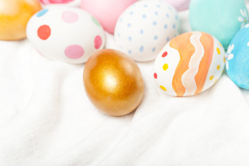 Easter background with eggs and copyspace. Happy Easter!.