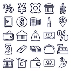 Set of 25 bank outline icons