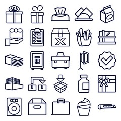 Set of 25 box outline icons