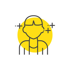 Man, human avatars icon yellow mark