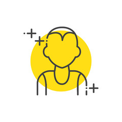 Man, human avatars icon yellow mark