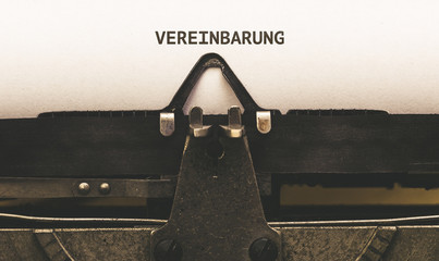 Vereinbarung, German text for Agreement on vintage type writer from 1920s