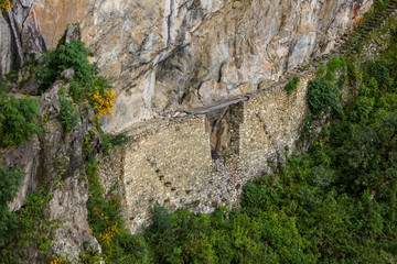 View to Inca Drawbridge, Machu Picchu, Unesco World Heritage site, Sacred Valley, Peru